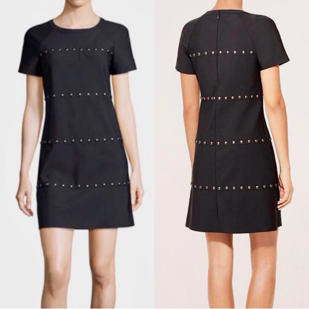 Tory Burch Waterford Black Studded Shift Mini Dress Edgy Event Woman Size Large